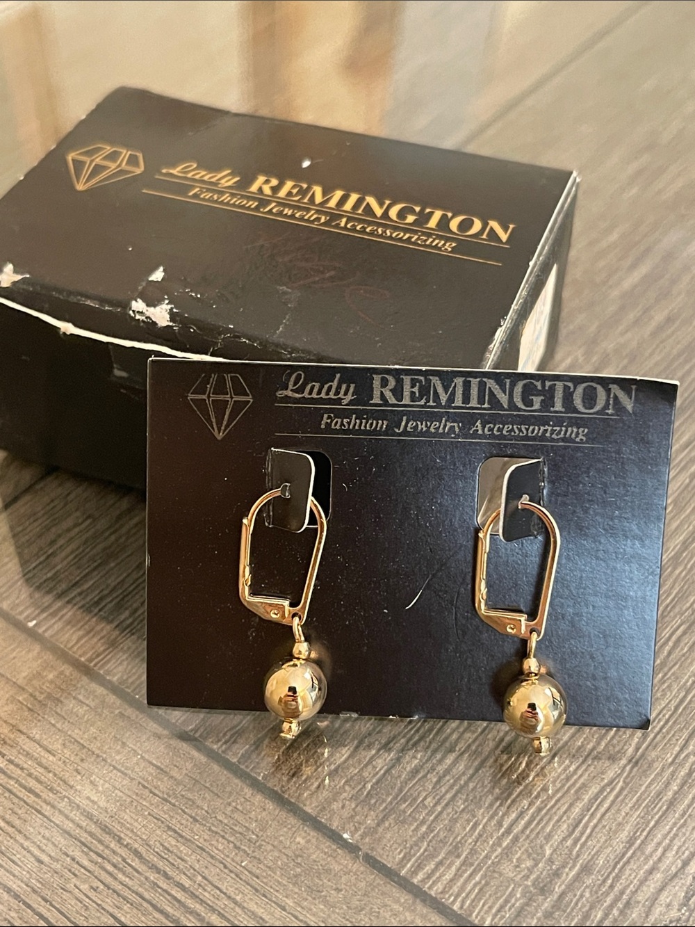 Lady Remington Gold-tone Lever Back Dangling Bead Earrings Style #109